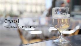  Presentation with glass half full - Presentation theme having half-finished glass of beer background and a light gray colored foreground