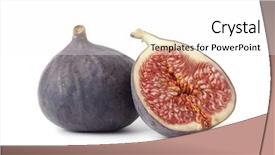  Presentation with coconut shell fresh whole - Presentation with half fresh fig on plain background and a  colored foreground
