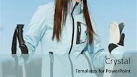  Presentation with winter sports - Colorful slide deck enhanced with half-length-portrait-of-female backdrop and a light blue colored foreground