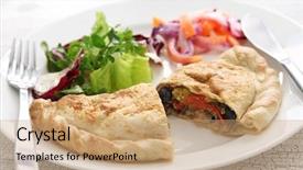  Presentation with italian food about pizza - Cool new presentation theme with half moon - calzone folded stuffed pizza italian backdrop and a coral colored foreground