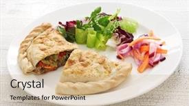  Presentation with italian food about pizza - Cool new presentation with half moon - calzone folded stuffed pizza italian backdrop and a soft green colored foreground