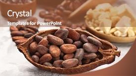 Presentation with cocoa beans - Cool new PPT layouts with half of cocoa pod backdrop and a tawny brown colored foreground
