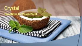  Presentation with coconut leaves for coconut - Audience pleasing PPT layouts consisting of half of coconut with chutney backdrop and a  colored foreground