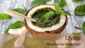  Presentation with coconut - Slide set featuring half of coconut with chutney background and a coral colored foreground