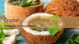  Presentation with coconut - Presentation design consisting of half of coconut with chutney background and a yellow colored foreground