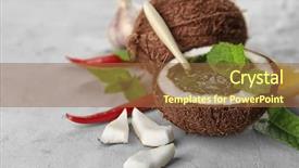  Presentation with coconut - PPT layouts having half of coconut with chutney background and a tawny brown colored foreground