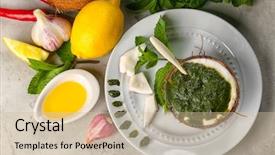  Presentation with coconut - Amazing slide set having half of coconut with chutney backdrop and a  colored foreground