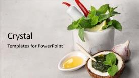  Presentation with vegetables coconut - Beautiful PPT layouts featuring half of coconut with chutney backdrop and a  colored foreground