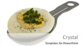  Presentation with boil - Audience pleasing PPT theme consisting of half-of-hard-boil-egg backdrop and a white colored foreground