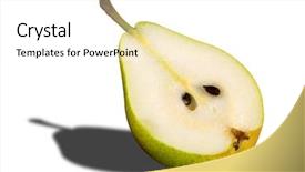  Presentation with green shadow - PPT theme with half of ripe green pear on the white background with shadow background and a white colored foreground