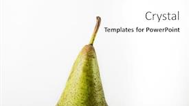  Presentation with pear - Colorful PPT theme enhanced with half of ripe pear on white background backdrop and a white colored foreground