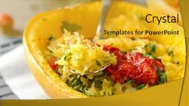  Presentation with squash sport - Colorful presentation design enhanced with half of stuffed spaghetti squash backdrop and a gold colored foreground