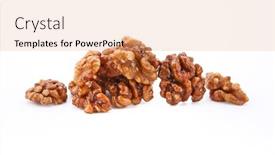  Presentation with meals - Theme consisting of half-of-the-walnut-kernels background and a coral colored foreground