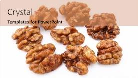  Presentation with natural ingredients - Slides featuring half-of-the-walnut-kernels background and a coral colored foreground