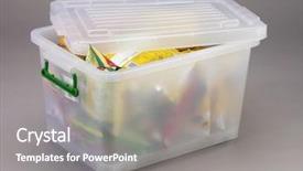  Presentation with powdered - Amazing PPT theme having half opened plastic container containing backdrop and a  colored foreground