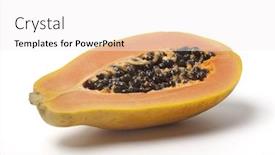  Presentation with papaya - PPT theme consisting of half papaya fruit on white background background and a white colored foreground