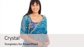  Presentation with indian traditional - Presentation theme featuring half plain - beautiful woman wearing traditional indian background and a  colored foreground