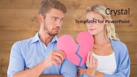  Presentation with broken heart - PPT theme with half plain - couple holding two halves background and a coral colored foreground