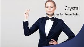  Presentation with cute - Beautiful presentation theme featuring half plain - cute fashion woman in suit backdrop and a light gray colored foreground