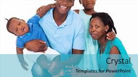  Presentation with african american church family - Cool new PPT theme with half plain - happy afro american family isolated backdrop and a teal colored foreground