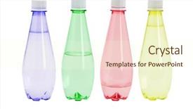  Presentation with mineral - Theme with half plain - mineral water in colorful plastic background and a cream colored foreground