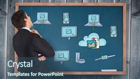  Presentation with doodles - Theme with half plain - thinking businessman looking at technology background and a  colored foreground