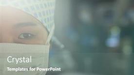  Presentation with theatre mask - Slide set with half-portrait-of-asian-female background and a gray colored foreground