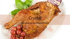  Presentation with roasted chicken - Slide deck having half roasted chicken closeup background and a gold colored foreground