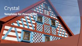  Presentation with czech republic - PPT layouts with half-timbered-farmhouse-folk-architecture background and a ocean colored foreground