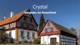 Presentation with czech republic - Presentation theme featuring half-timbered-farmhouse-folk-architecture background and a ocean colored foreground