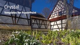  Presentation with czech republic - Presentation theme consisting of half-timbered-farmhouse-folk-architecture background and a ocean colored foreground