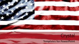  Presentation with 3d figure american flag - Colorful PPT layouts enhanced with halftone pattern on american flag backdrop and a crimson colored foreground