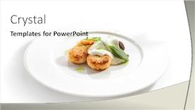  Presentation with flatfish - Amazing PPT theme having halibut-cutlets-or-fish-cakes backdrop and a white colored foreground