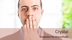  Presentation with wound healing in mouth - Amazing PPT theme having halitosis - man shutting his mouth backdrop and a  colored foreground