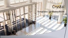  Presentation with mall - PPT theme with entrance of modern shopping mall background and a lemonade colored foreground