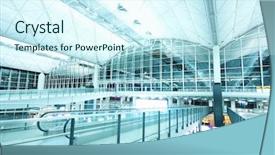  Presentation with hong kong airport - PPT layouts having hall at airport in hong background and a cool aqua colored foreground