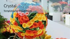  Presentation with show - Beautiful presentation theme featuring hall at flower show backdrop and a light blue colored foreground