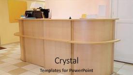  Presentation with reception hall - PPT theme with hall at the medical center background and a coral colored foreground