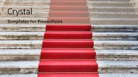  Presentation with red carpet - Presentation consisting of stairs covered with red carpet background and a mint green colored foreground
