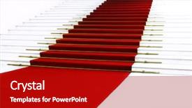  Presentation with hollywood red - Colorful theme enhanced with hollywood star - red carpet on staircase backdrop and a crimson colored foreground