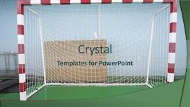  Presentation with handball sport - PPT layouts having hall for soccer or handball background and a lemonade colored foreground