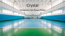  Presentation with handball sport - Colorful slide set enhanced with hall for soccer or handball backdrop and a light gray colored foreground