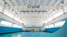  Presentation with handball sport - PPT theme having hall for soccer or handball background and a light gray colored foreground