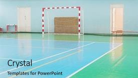  Presentation with handball sport - Presentation theme consisting of hall for soccer or handball background and a light blue colored foreground