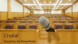  Presentation with meetings - Presentation design featuring hall government meetings microphone large background and a gold colored foreground