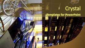  Presentation with black male female fashion - Presentation theme having hall in mall with escalator background and a  colored foreground