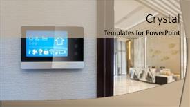  Presentation with smart building - Presentation design featuring hall in modern office building background and a  colored foreground