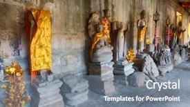  Presentation with cambodia - Audience pleasing PPT theme consisting of hall of thousands buddhas backdrop and a gray colored foreground