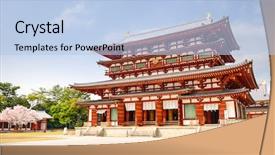  Presentation with japan - Slides consisting of hall of yakushi-ji temple background and a light blue colored foreground