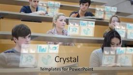  Presentation with lecture hall - Colorful slide deck enhanced with hall working on their futuristic backdrop and a coral colored foreground